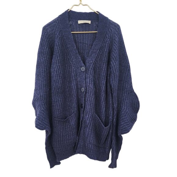 Stella McCartney Made In Italy Wool Silk Mohair Blend Blue Cardigan Sweater 36 S - Picture 1 of 11
